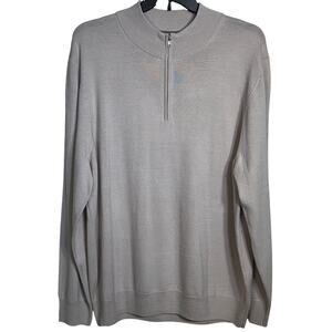 Alfani Men's Long-Sleeve Half-Zip Merino Sweater, Silver Cloud Heather 2XL $85
